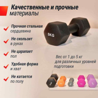 Гантели + Гантель UNIX Fit неопреновая 5 кг Black, 2 шт.