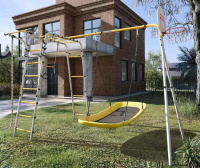 Детские спортивные комплексы для дачи + Дачный комплекс "Акробат 2" + ЛОДКА качели Romana 103.19.05 (серый/жёлтый)