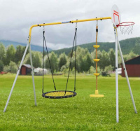 Детские спортивные комплексы для дачи + Дачный комплекс "Romana Каркас для качелей-PRO" комплект №5.3 (серый/жёлтый)