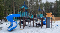 Детские уличные комплексы + Игровой комплекс (серии Лагуна с металлическим скатом 1500 и винтовыми открытыми скатами Н-2000) ДИО 10113