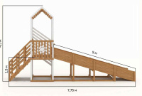 Детские горки + Зимняя деревянная горка "IgraGrad Snow Fox", скат 5м