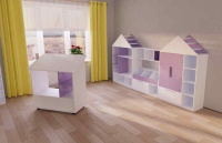 Детские шкафчики и стеллажи + Стеллаж «Город детства» без дверок