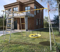 Детские спортивные комплексы для дачи + Дачный комплекс "Акробат 2" + ГНЕЗДО качели Romana R 103.19.05 (серый/жёлтый)