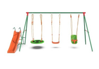 Детские качели + Детский комплекс DFC MULTIPLAY качели: верёвочные, для малышей, гнездо; горка
