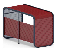 Хозяйственное оборудование + Навес контейнерной площадки для мусора (красный) (2 секции) (под анкера) МФ 55.01.02-04