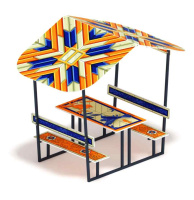 Скамейки и столики + Столик детский с навесом (калейдоскоп) - МФ 31.01.08-07