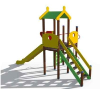 Детские уличные комплексы + Детский игровой комплекс с металлическим скатом Н-1500 ДИО 04111