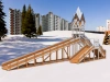 Зимние деревянные горки + Зимняя деревянная горка "IgraGrad Snow Fox 12 м" с двумя скатами мод.124