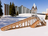 Зимние деревянные горки + Зимняя деревянная горка "IgraGrad Snow Fox 12 м" с двумя скатами мод.124