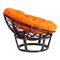 Мебель из ротанга + Кресло Папасан/Papasan (23/01 W) /с подушкой/ диаметр подушки 122см, 115х101х104см, античный черно-коричневый, ткань оранжевый,