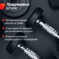 Гантели + Ряд гантелей круглых UNIX Fit обрезиненные от 27,5 до 50 кг