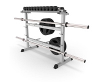 Стойки для гантелей, грифов и дисков + Стойка для хранения дисков 25/26 мм, грифов и гантелей DFC D100053