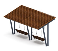 Перголы + Пергола тент с качелями (наклоная) - МФ 78.03.02-01.И1 /без поликарбоната/