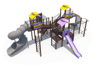 Детские уличные комплексы + Игровой комплекс серии Зефир (скат пластиковый винтовой закрытый и открытый 2000 мм, скат металлический Н-1500 мм) ДИО 10214.1