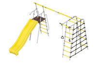 Детские спортивные комплексы для дачи + Дачный комплекс "Богатырь Плюс 2 MAX" (без качелей) Romana 103.12.07 (серый/жёлтый)