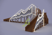 Детские горки + Зимняя деревянная горка "IgraGrad Snow Fox 12 м" с двумя скатами мод.5