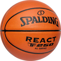 Баскетбольные мячи + Мяч баскетбольный SPALDING TF-250 React 76803z, р.5, композит. кожа (ПУ), коричн-черн.