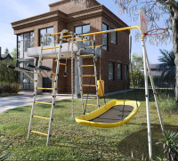 Детские спортивные комплексы для дачи + Дачный комплекс "Fitness" + ЛОДКА качели Romana 103.20.05 (серый/жёлтый)