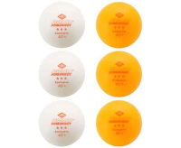 Мячики для настольного тенниса + Мячики для н/тенниса DONIC EXCLUSIVE 3* 40+, 6 штук, белый + оранжевый