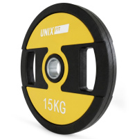 Диски для штанг и гантелей + Диск уретановый c хватом UNIX Fit PRO 15 кг, 51 мм, 1 шт.