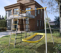 Детские спортивные комплексы для дачи + Дачный комплекс "Romana D1" + ЛОДКА качели 103.31.06 (серый/жёлтый)