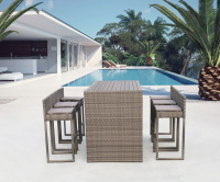 Комплекты для кафе + Барный комплект плетеной мебели T390GD/Y390G-W78_6Pcs Grey