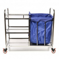 Тележки медицинские + Бельевая тележка из нерж.стали с 3 полками и съемным контейнером
