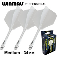 Аксессуары для игры в дартс + Литые оперения с хвостовиками Winmau Fusion Medium White (белые)
