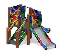 Детские горки + Горка двойная Малыш (Граффити) - ИО 41.01.02-03 - Н=750