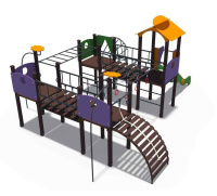 Детские уличные комплексы + Игровой комплекс (серии Геометрия, металлический скат Н-1200) ДИО 10016