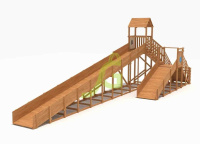 Детские горки + Зимняя деревянная горка "IgraGrad Snow Fox 12 м" с двумя скатами 