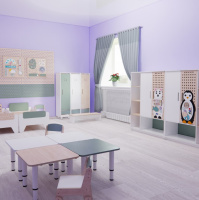 Детские шкафчики и стеллажи + Вешалка напольная двусторонняя "Экоград"