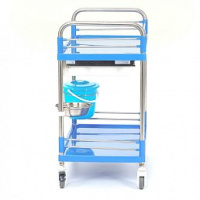 Тележки медицинские + Стол манипуляционный с двумя полками, тазом и ведерком на кронштейнах МЕТ SIY-140