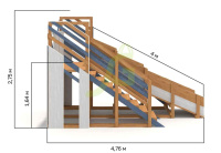 Детские горки + Деревянная зимняя горка "IgraGrad Snow Fox", длина ската 4 м мод.3