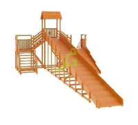Детские горки + Зимняя деревянная горка "IgraGrad Snow Fox 12 м" с двумя скатами (две лестницы)