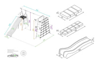 Детские спортивные комплексы для дачи + Дачный комплекс "Богатырь Плюс 2 MAX" + ПЛАСТИКОВЫЕ качели Romana 103.12.07 (серый/жёлтый)
