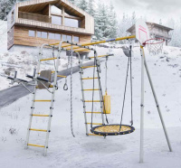 Детские спортивные комплексы для дачи + Дачный комплекс "Fitness" + ГНЕЗДО качели-гнездо 80 см Romana 103.20.05 (серый/жёлтый)