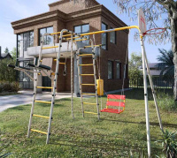 Детские спортивные комплексы для дачи + Дачный комплекс "Fitness" + ЦЕПНЫЕ качели Romana 103.20.05 (серый/жёлтый)