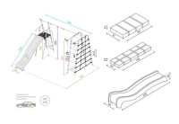 Детские спортивные комплексы для дачи + Дачный комплекс "Богатырь Плюс 2 MAX" + Качели ГНЕЗДО-СЕТКА 100 см Romana 103.12.07 (серый/жёлтый)