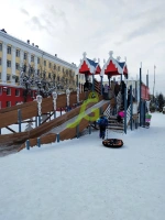 Зимние деревянные горки + Зимняя деревянная горка "IgraGrad Snow Fox 17" с тремя скатами