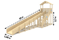 Детские горки + Зимняя горка "IgraGrad Snow Fox (Домик)", скат 10 м, без окраски