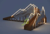 Зимние деревянные горки + Зимняя деревянная горка "IgraGrad Snow Fox 12 м" с двумя скатами мод.424