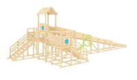 Детские горки + Зимняя деревянная горка "IgraGrad Snow Fox 12 м" две лестницы, без окраски