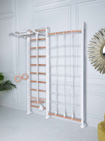 Шведские стенки + ДСК PERFETTO SPORT "Scala in legno con rete" bianco-naturale PS-125