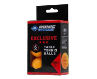 Мячики для настольного тенниса + Мячики для н/тенниса DONIC EXCLUSIVE 3* 40+, 6 штук, оранжевый