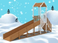 Зимние деревянные горки + Зимняя горка "IgraGrad Snow Fox", скат 5 м без ограждения