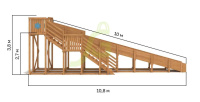 Детские горки + Зимняя деревянная горка "IgraGrad Snow Fox", скат 10м