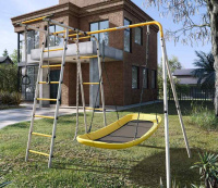 Детские спортивные комплексы для дачи + Дачный комплекс "Лесная поляна 3" + ЛОДКА качели Romana R.103.26.05 (серый/жёлтый)