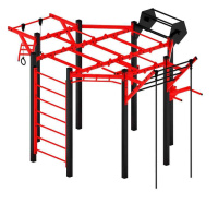 Уличные турники и брусья (Воркаут) + Многофункциональный спортивный комплекс (красный) МК 100.01-01