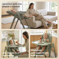 Детские стульчики и кресла + Стул для кормления UNIX Kids Torino зеленый